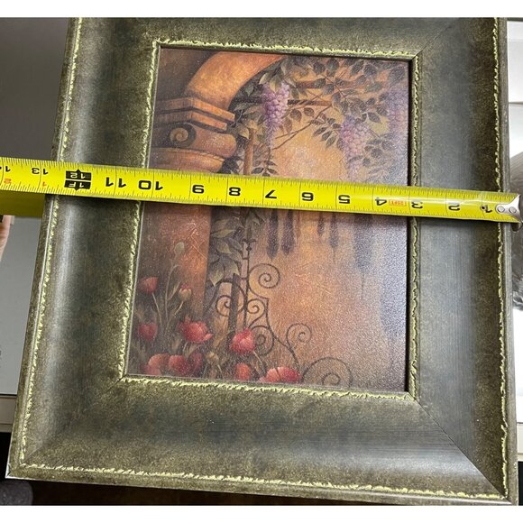 Rustic Framed Wall Art With Vintage Tuscan Scene Wisteria Grannycore 13”x15” - Picture 3 of 4